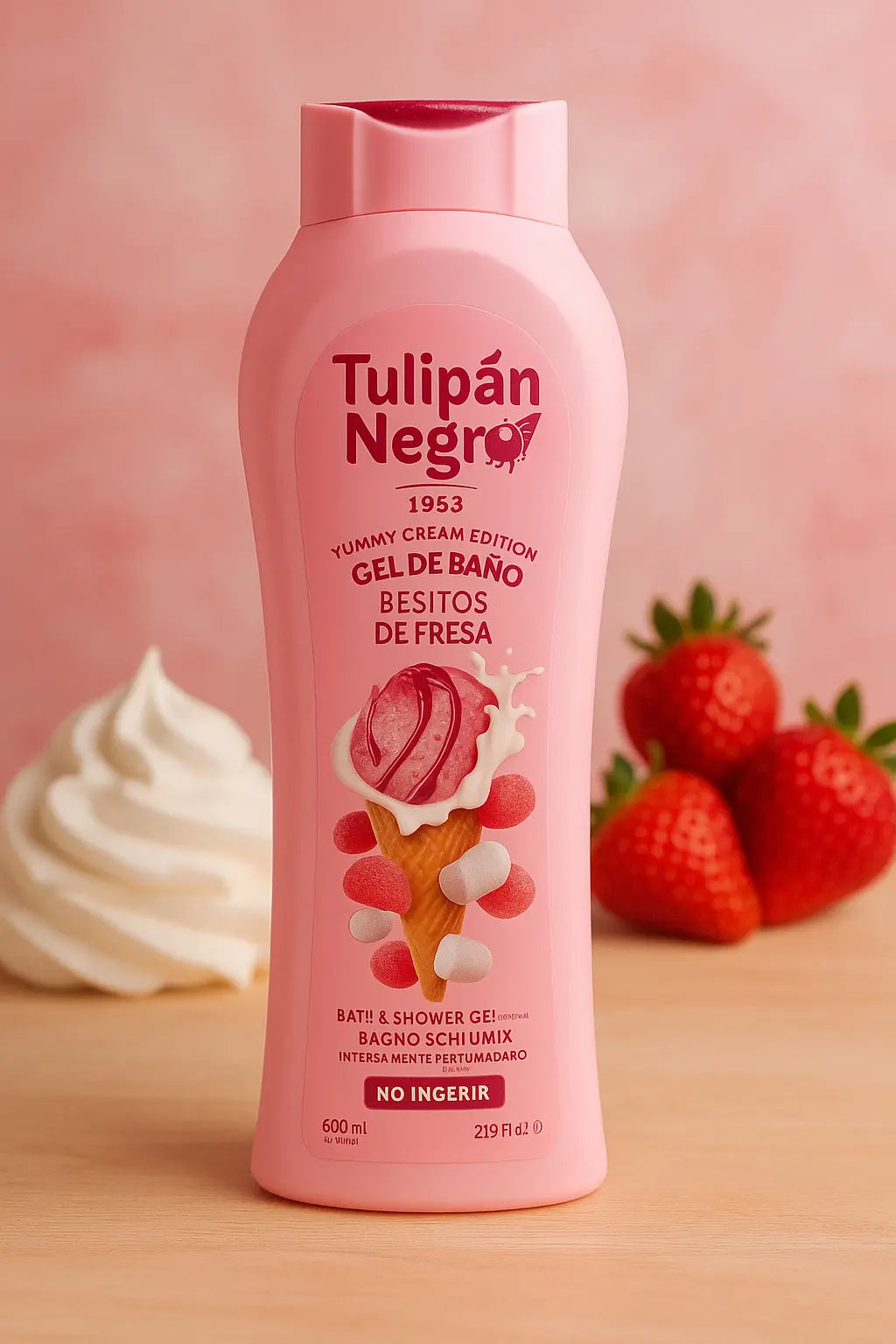 Gel Douche Tulipán Negro – Besitos de Fresa 650 ml Souk a Can